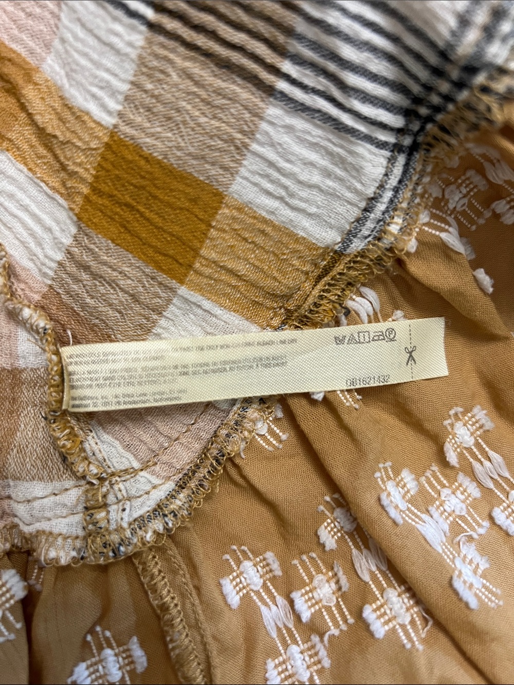Free People No Stress Billowy Sleeveless Plaid Patchwork Raw Edge Midi Dress M - Picture 10 of 13